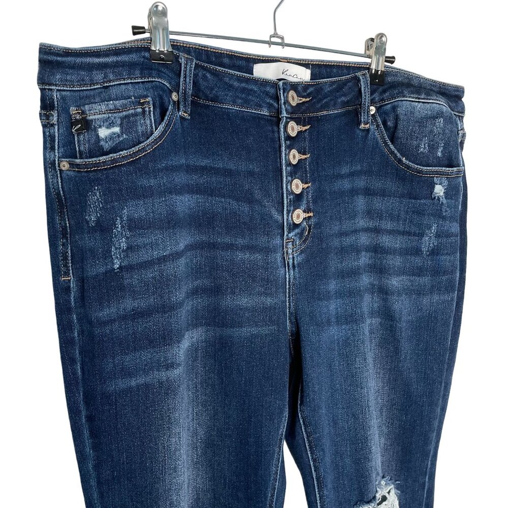 Kancan Bootcut Button Front Distressed Jeans, 34 - image 4